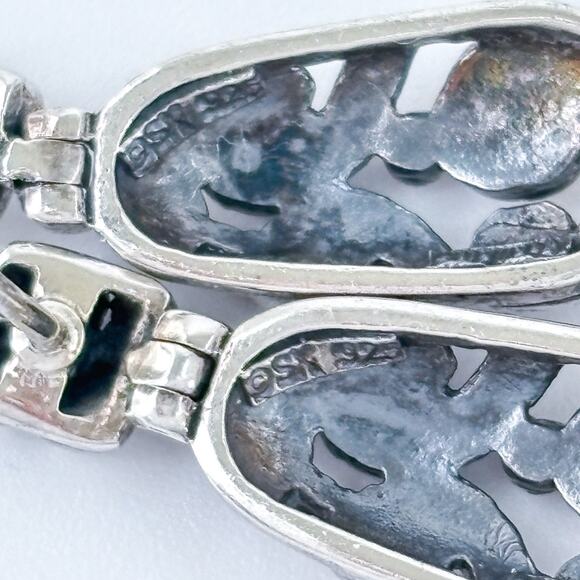 Vintage Thailand SX Sterling Silver 925 2cm Scroll Drop Earrings - Picture 6 of 9